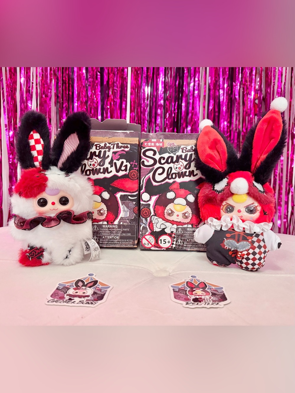 Baby Three Scary Clown V1 Plush Blind Box-Red Trick & Checker Bunny